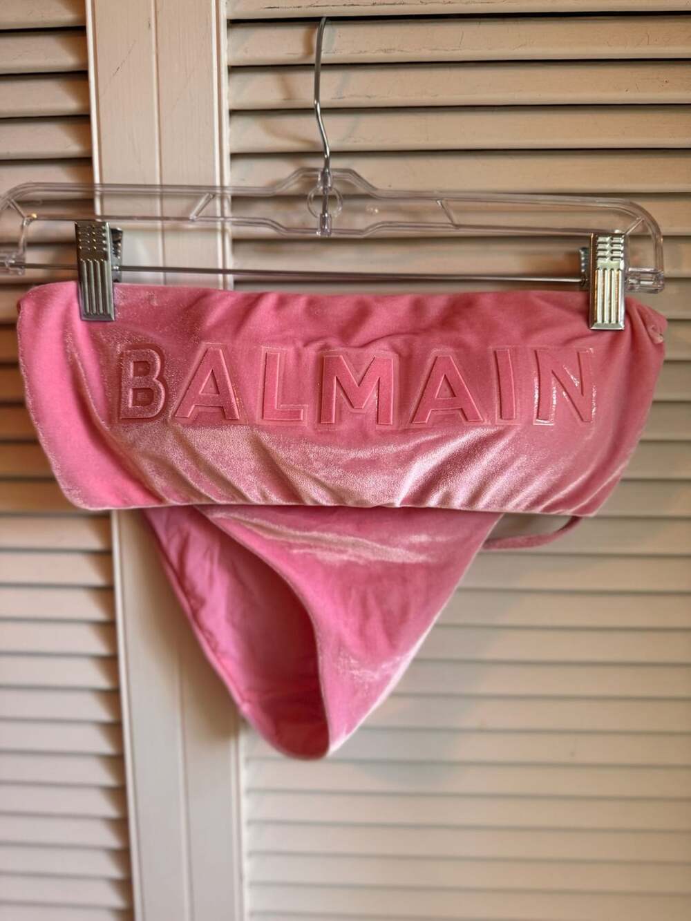 Balmain Logo-Embellished Velvet Bikini Set Pink